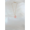 Gold Kaplama Pembe Sedefli Kelebek Kolye 5886