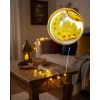 Gold Renk Metal Minareli Hilal LED Işık Pilli Ramazan Süsü
