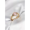Gold Renk Pembe Damla Model Kadın Yüzük - TJ-BYK3999
