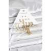 Gold Renk Pirinç Kadın 6 Çift Küpe Seti - TJ-BKP11317