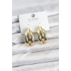 Gold Renk Pirinç Yarım Halka Model Kadın Küpe 5886