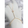 Gold Renk Pirinç Zirkon Taşlı Pembe Kalp Model Şahmeran