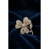 Gold Renk Zirkon Taşlı Yonca Model Broş