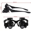Gözlük Modeli 10X 15X 20X 25X Lens 2 Led Işıklı Büyüteç 9892G