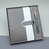 Gri Kutulu Deri Defter Roller Kalem Set
