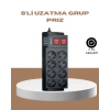 Güçlü Termal Korumalı 8 Priz + 3 USB Çoklu Uzatma Kablosu 2m