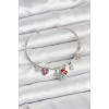 Gül Charmlı Gümüş Renk Pirinç Kadın Bileklik - TJ-BB8044