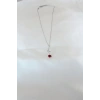 Gümüş Kaplama Kırmızı Gül Figürlü Kadın Kolye - TJ-BKO6441
