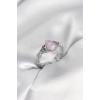 Gümüş Renk Pembe Damla Model Kadın Yüzük 5886