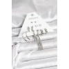 Gümüş Renk Pirinç 6 Çiftli Kadın Küpe Seti - TJ-BKP11331
