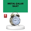 Gümüş Renkli Sessiz Işıklı Dekoratif Masa Üstü Çalar Saat Alarmlı