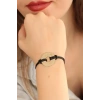 HAPPY (Mutlu) Siyah Deri İpli Unisex Mood Bileklik 5886