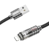 HOCO U122 Kristal Uç 2.4A USB to iPhone Lightning Hızlı Data ve Şarj Kablosu-(5775)