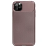 İphone 11 Pro Max Kılıf Auto Focus Karbon Kapak - Kahverengi