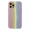 İphone 12 Pro Max Kılıf Ebruli Lansman Silikon - Pembe-lila