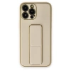 İphone 13 Pro Kılıf Coco Deri Standlı Kapak - Gold