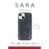 İphone 14 Kılıf Sara Kartvizitli Deri Kılıf - Siyah