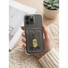iPhone 14 Pro Max Boş Yapma Muz Detaylı Kart Bölmeli Şeffaf Telefon Kılıfı