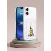 iPhone 16 Boş Yapma Muz Detaylı Kart Bölmeli Şeffaf Telefon Kılıfı