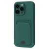 İphone 16 Pro Kılıf Kelvin Kartvizitli Silikon - Koyu Yeşil
