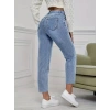 Kadın Açık Mavi Yırtık Mom Fit Kot Pantolon