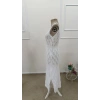 Kadın Askılı V Yakalı Uzun Triko Elbise
