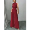 Kadın Balıkçı Yaka Kolsuz Incili Beli Kuşaklı Uzun Janjan Tulum