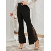 Kadın Dantel Eklemeli Ispanyol Paça Scuba Tayt Pantalon