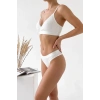 Kadın Ekru Çıkarılabilir Pedli Fitilli Dantelli Bralet Takımı