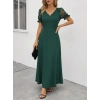 Kadın Kısa Kollu V Yakalı Uzun Janjan Elbise
