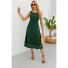 Kadın Kolsuz Etek Ucu Lazer Kesim çiçek Desenli Midi Boy Ithal Krep Elbise