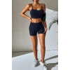 Kadın Lacivert Şortlu Kaşkorse Gecelik Takım H110533