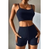 Kadın Lacivert Şortlu Kaşkorse Gecelik Takım H110533