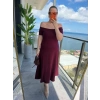 Kadın Madonna Yaka Midi Boy Modal Elbise