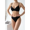 Kadın Siyah Fitilli Dantelli Bralet Takımı