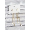 Kelebek Model Gold Renk Pirinç Sallantılı Kadın Küpe 5886