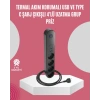 Led Anahtarlı Akım Korumalı Çoklu Priz 4 Priz 3 USB Girişli