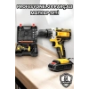 Metal Dişli 24W Akülü Matkap -Çift Bataryalı ve LED Çalışma Işığı ile Tam Set