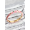 Mineli Pirinç Pembe Çiçek Motifli Gold Kadın Kelepçe - TJ-BB7617