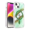 Onegif  İphone 14 Lotus Simli Magsafe Kapak - Yeşil