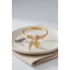 Pembe Göz Model Gold Renk Charmlı Bileklik TJ-BB8679
