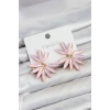 Pembe Renk Kristal Taşlı Lotus Model Kadın Küpe