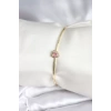Pembe Zirkon Taşlı Kalp Model Gold Renk Kadın Bileklik - TJ-BB8001
