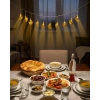 Pilli Minareli Hilal LED Işık Gold Metal Ramazan Dekorasyonu