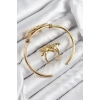 Pirinç Deniz Yıldızı Model Gold Renk Bileklik Yüzük Set 5886
