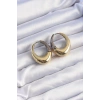 Pirinç Gold Gümüş Renkli Oval Bombeli Küpe 5886