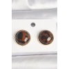 Pirinç Gold Renk 3D Daire Leopar Model Kadın Küpe 5886
