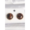 Pirinç Gold Renk 3D Daire Leopar Model Kadın Küpe - TJ-BKP10347