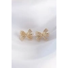 Pirinç Gold Renk Fiyonk Küpe - TJ-BKP8930