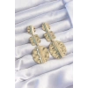 Pirinç Gold Renk Geometrik Ezme Plaka Küpe 5886